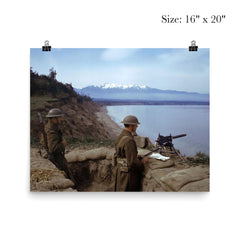 American Soldiers Guarding the Coast with an M1919 Machine Gun from a Trench in Astoria, Oregon, 1942 poster 2