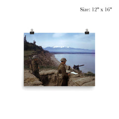 American Soldiers Guarding the Coast with an M1919 Machine Gun from a Trench in Astoria, Oregon, 1942 poster 3