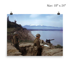 American Soldiers Guarding the Coast with an M1919 Machine Gun from a Trench in Astoria, Oregon, 1942 poster 5