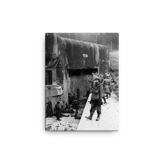 American Soldiers Inspecting the Maginot Line, Early 1945 canvas print on a plain backdrop in size 12"x16".