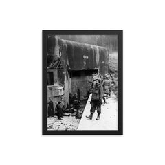 American Soldiers Inspecting the Maginot Line, Early 1945 framed print on a plain backdrop in size 12"x16".