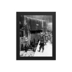 American Soldiers Inspecting the Maginot Line, Early 1945 framed print on a plain backdrop in size 8"x10".
