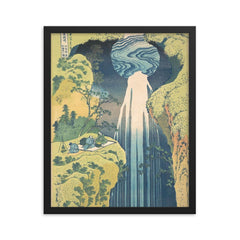 Amida Falls in the Far Interior by Hokusai framed print on a plain backdrop in size 16"x20".