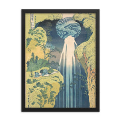 Amida Falls in the Far Interior by Hokusai framed print on a plain backdrop in size 18"x24".