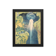 Amida Falls in the Far Interior by Hokusai framed print on a plain backdrop in size 8"x10".
