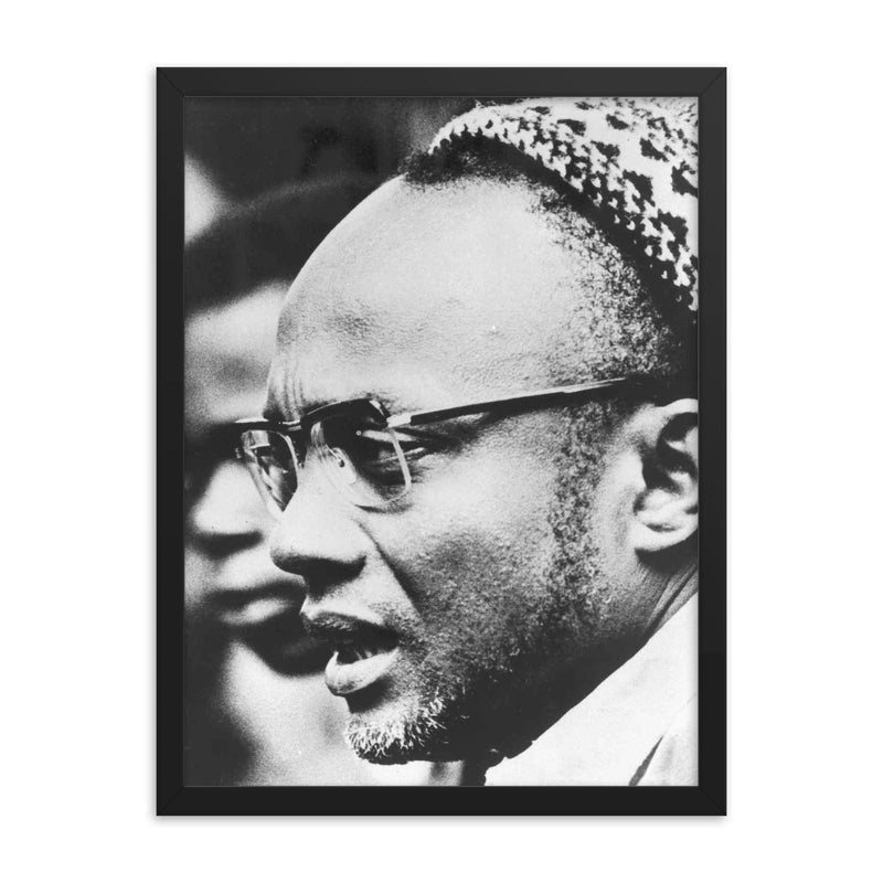 Amilcar Cabral framed print on a plain backdrop in size 18