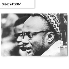 Amilcar Cabral metal print on a plain backdrop in size 24"x36".