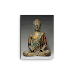 Amitabha Buddha canvas print on a plain backdrop in size 12"x16".