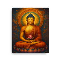 Amitabha Buddha canvas print on a plain backdrop in size 16"x20".