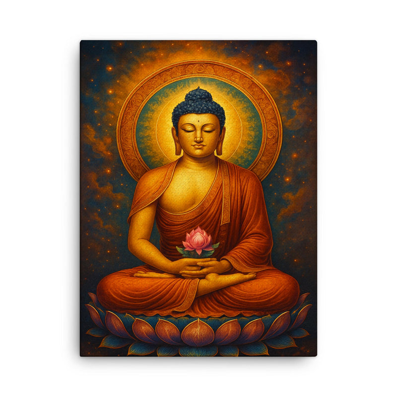 Amitabha Buddha canvas print on a plain backdrop in size 18