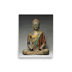 Amitabha Buddha poster on a plain backdrop in size 8"x10".