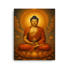 Amitabha the Buddha of the Western Pure Land canvas print on a plain backdrop in size 16"x20".