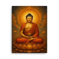 Amitabha the Buddha of the Western Pure Land canvas print on a plain backdrop in size 18"x24".