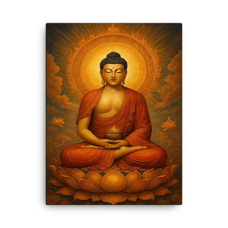 Amitabha the Buddha of the Western Pure Land canvas print on a plain backdrop in size 18