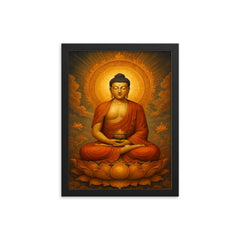 Amitabha the Buddha of the Western Pure Land framed print on a plain backdrop in size 12"x16".