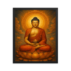 Amitabha the Buddha of the Western Pure Land framed print on a plain backdrop in size 16"x20".