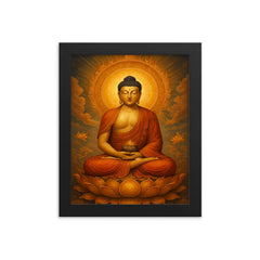 Amitabha the Buddha of the Western Pure Land framed print on a plain backdrop in size 8"x10".