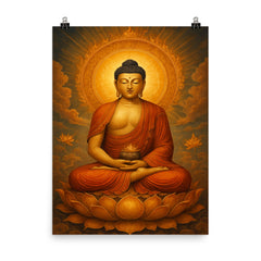 Amitabha the Buddha of the Western Pure Land poster on a plain backdrop in size 8"x10".