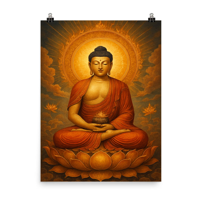 Amitabha the Buddha of the Western Pure Land poster on a plain backdrop in size 8