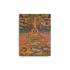 Amitabha, the Buddha of the Western Pure Land canvas print on a plain backdrop in size 12"x16".