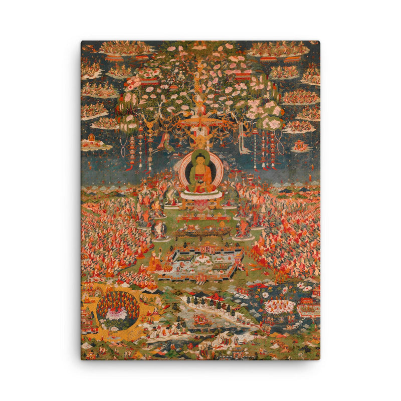Amitabha, the Buddha of the Western Pure Land canvas print on a plain backdrop in size 18