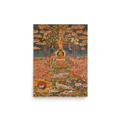 Amitabha, the Buddha of the Western Pure Land poster on a plain backdrop in size 12"x16".