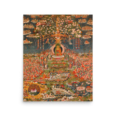 Amitabha, the Buddha of the Western Pure Land poster on a plain backdrop in size 16"x20".