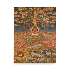 Amitabha, the Buddha of the Western Pure Land poster on a plain backdrop in size 18"x24".