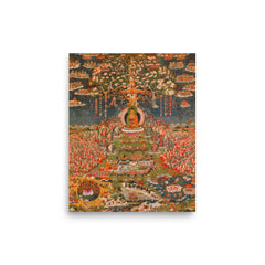 Amitabha, the Buddha of the Western Pure Land poster on a plain backdrop in size 8"x10".