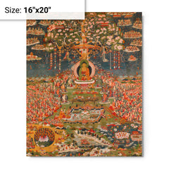 Amitabha, the Buddha of the Western Pure Land (Sukhavati) metal print on a plain backdrop in size 16"x20".