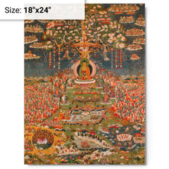 Amitabha, the Buddha of the Western Pure Land (Sukhavati) metal print on a plain backdrop in size 18"x24".