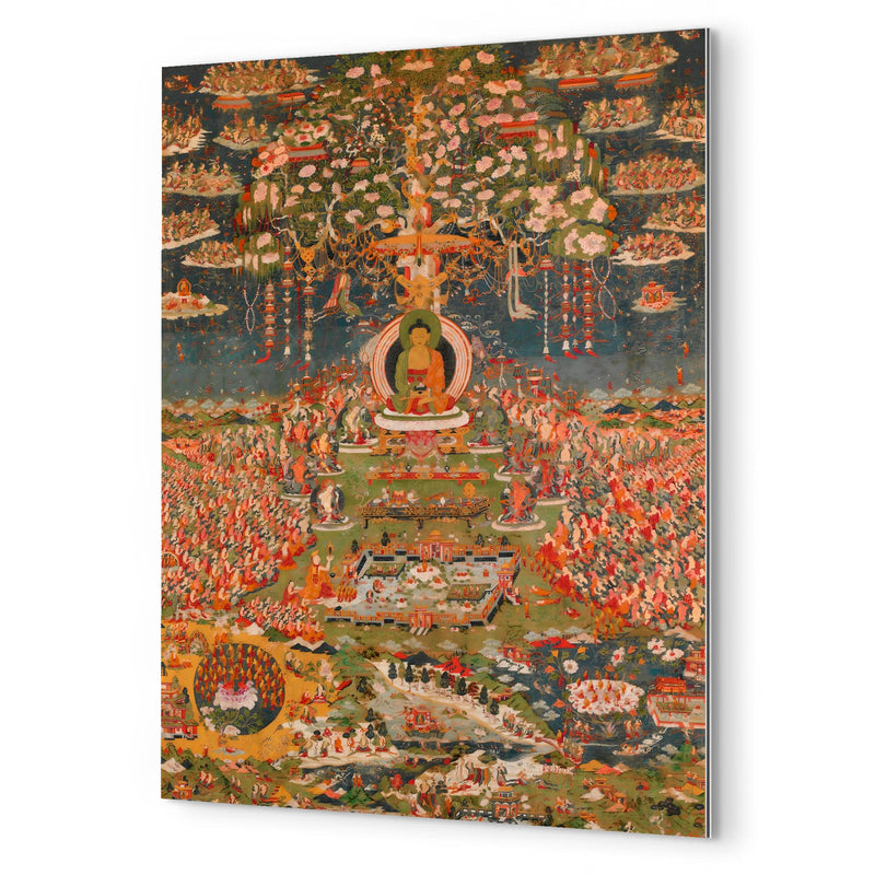 Amitabha, the Buddha of the Western Pure Land (Sukhavati) metal print mockup