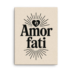 Amor fati canvas print on a plain backdrop in size 18"x24".