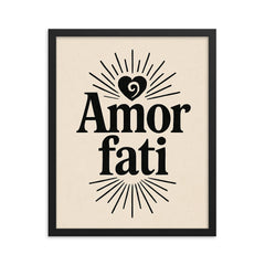 Amor fati framed print on a plain backdrop in size 16"x20".