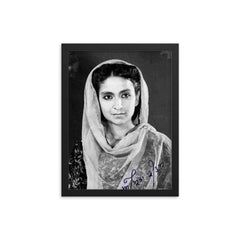 Amrita Pritam framed print on a plain backdrop in size 12"x16".