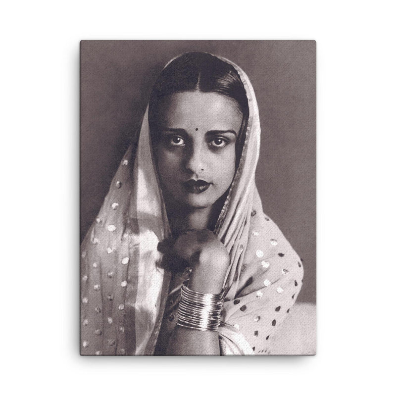 Amrita Sher-Gil canvas print on a plain backdrop in size 18