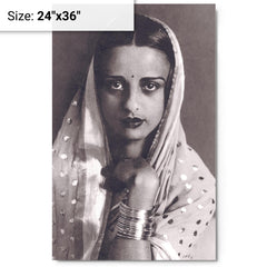 Amrita Sher-Gil metal print on a plain backdrop in size 24"x36".