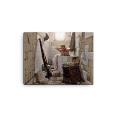An Allied Soldier Bathing in Tobruk, Libya, 17 February 1942 canvas print on a plain backdrop in size 12"x16".