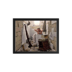 An Allied Soldier Bathing in Tobruk, Libya, 17 February 1942 framed print on a plain backdrop in size 12"x16".