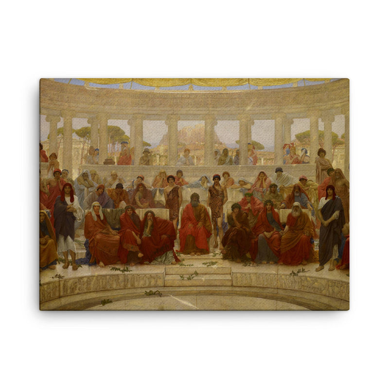 An Audience in Athens during the Representation of Agamemnon by Aeschylus by William Blake Richmond, 1884 canvas print on a plain backdrop in size 18