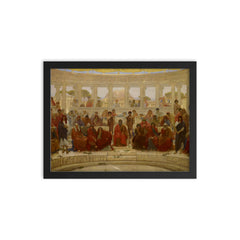An Audience in Athens during the Representation of Agamemnon by Aeschylus by William Blake Richmond, 1884 framed print on a plain backdrop in size 12"x16".