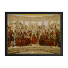 An Audience in Athens during the Representation of Agamemnon by Aeschylus by William Blake Richmond, 1884 framed print on a plain backdrop in size 18"x24".