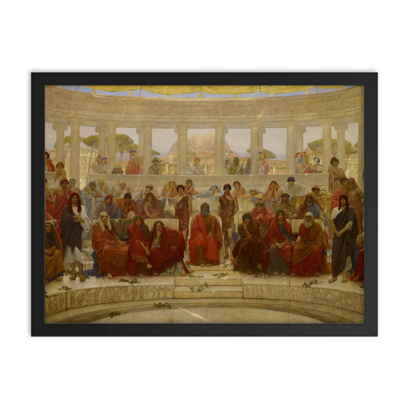 An Audience in Athens during the Representation of Agamemnon by Aeschylus by William Blake Richmond, 1884 framed print on a plain backdrop in size 18