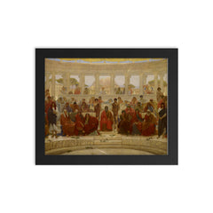 An Audience in Athens during the Representation of Agamemnon by Aeschylus by William Blake Richmond, 1884 framed print on a plain backdrop in size 8"x10".