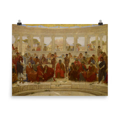 An Audience in Athens during the Representation of Agamemnon by Aeschylus by William Blake Richmond, 1884 poster on a plain backdrop in size 8"x10".