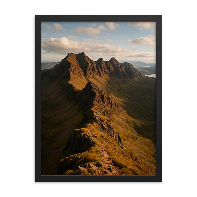 An Teallach Ridge Scotland framed print on a plain backdrop in size 18