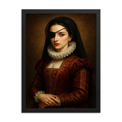 Ana de Mendoza framed print on a plain backdrop in size 18"x24".