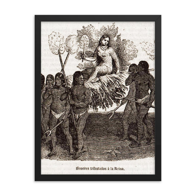 Anacaona framed print on a plain backdrop in size 18