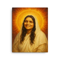 Anandamayi Ma canvas print on a plain backdrop in size 16"x20".