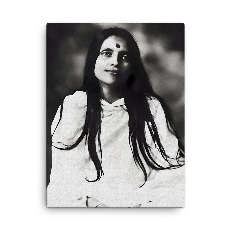 Anandamayi Ma canvas print on a plain backdrop in size 18
